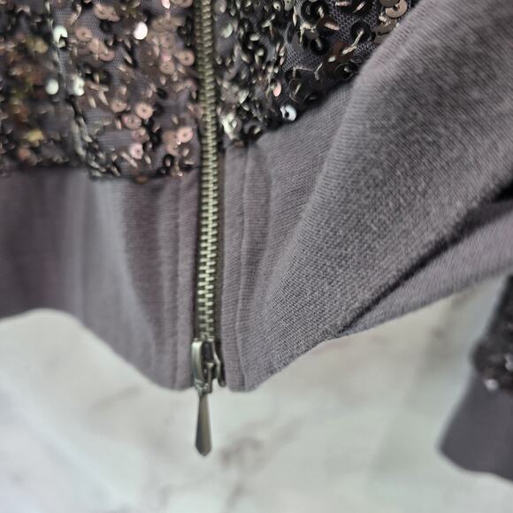 Boston Proper Jacket Womens Medium Purple Silver Sequin Hooded Sport Stretch - Picture 10 of 13
